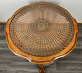 Coffee Table Vintage French Oak Round Glass Top Ornate Cane Table LOT 44622