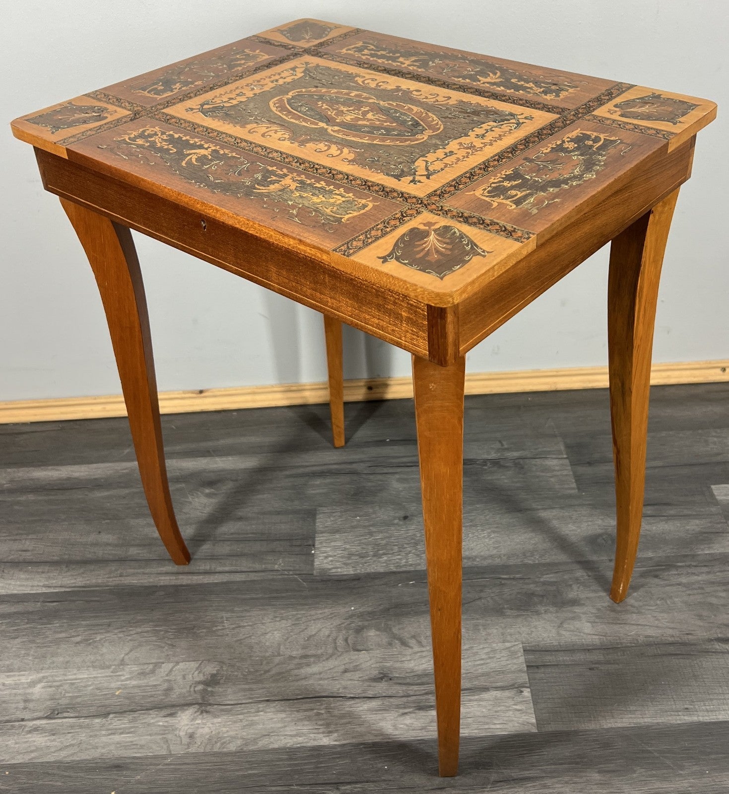 Vintage French Jewellery Table Marquetry Inlaid Music Box Cabinet LOT 42591