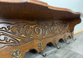 Coat Rack Antique French Style Oak Wall Shelf 6 Hooks Carved Hall Stand LOT 35116