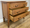 Chest of Drawers Vintage French Louis Oak 3 Drawers Carved Cabinet LOT 625013