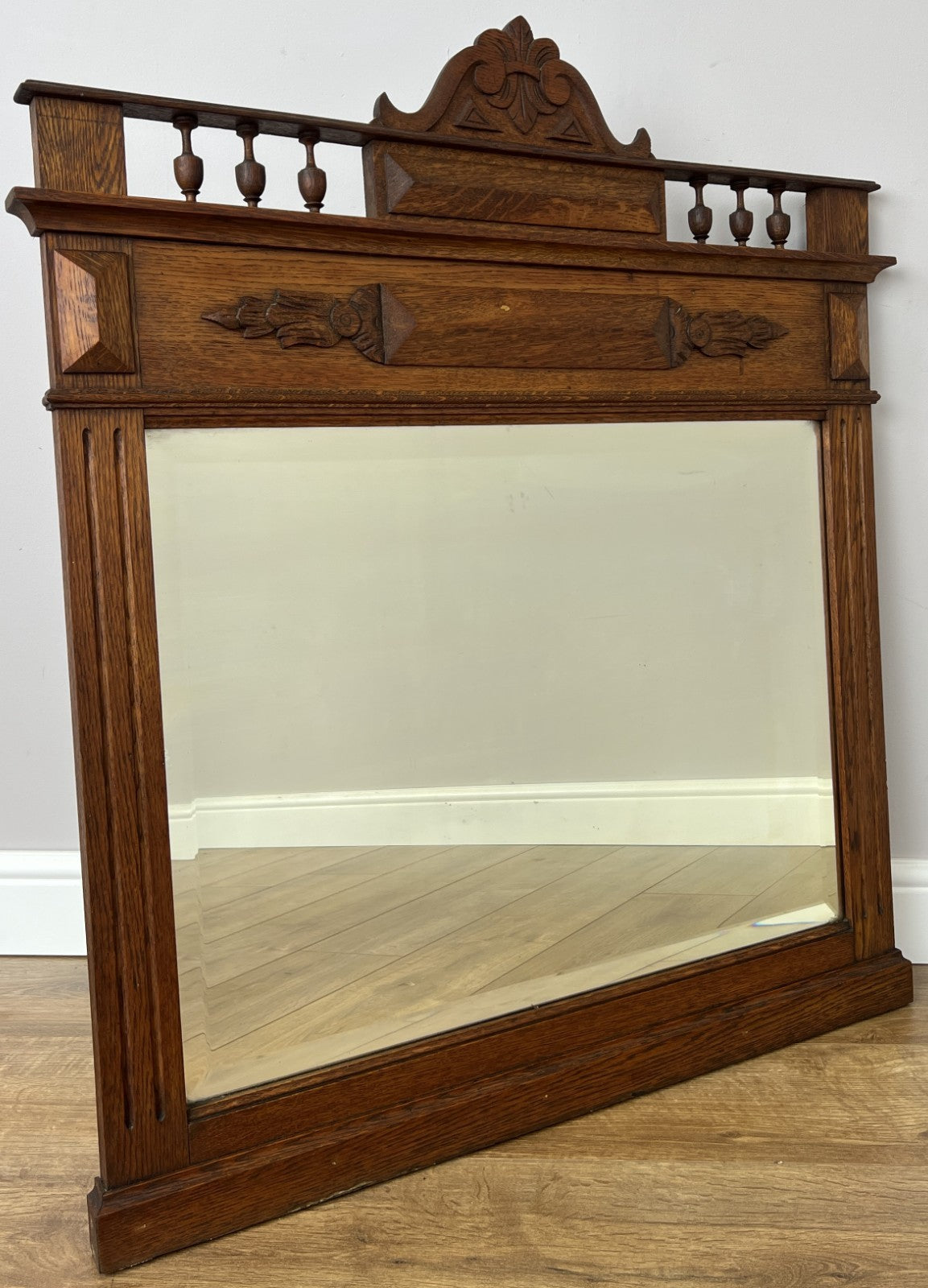 Mirror Antique French Style Wall Mirror Oak Carved Decorative Frame LOT 61660