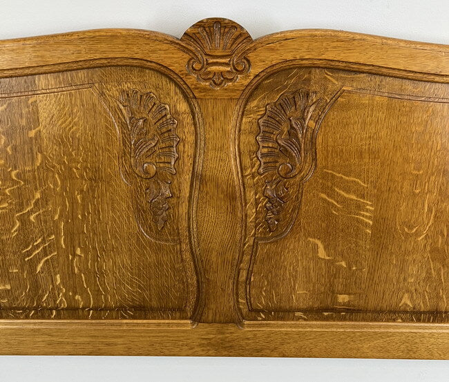Bed Vintage French Louis XVI Double Bed Frame Oak Carved Headboard LOT 14629