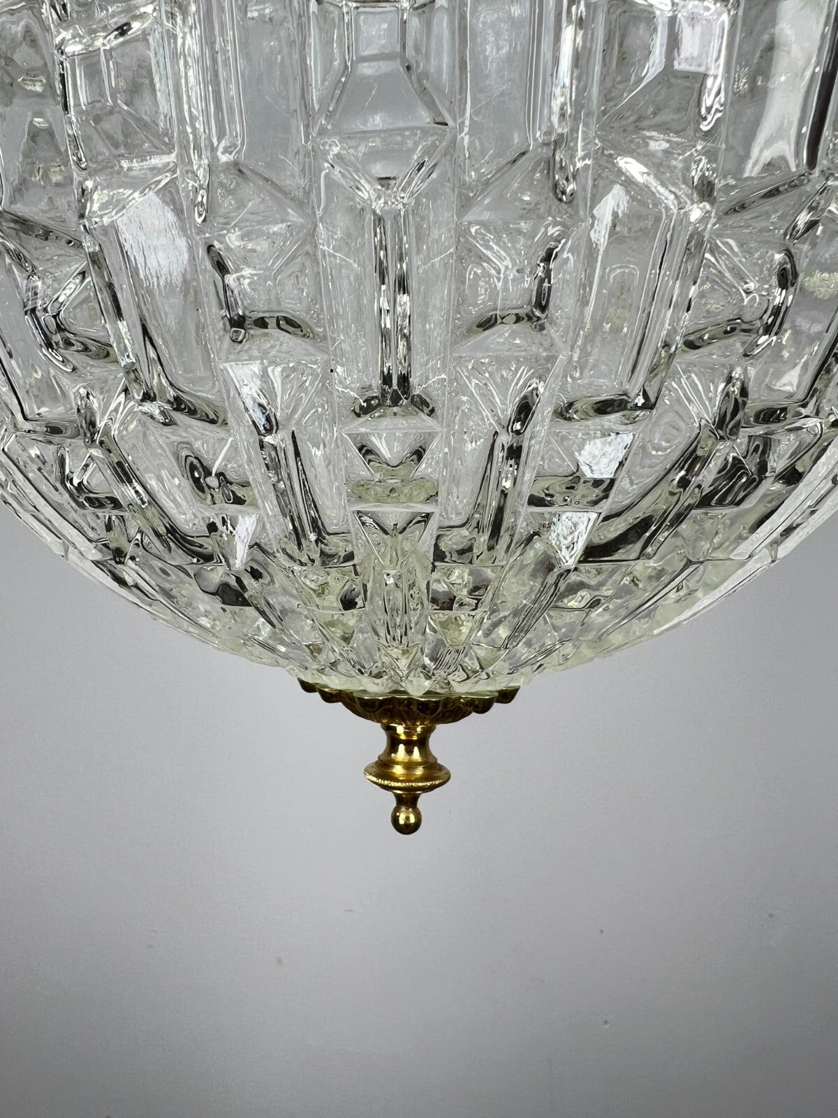 Ceiling Lamp Vintage Style Brass Pressed Crystal Pendant Chandelier LOT 52034