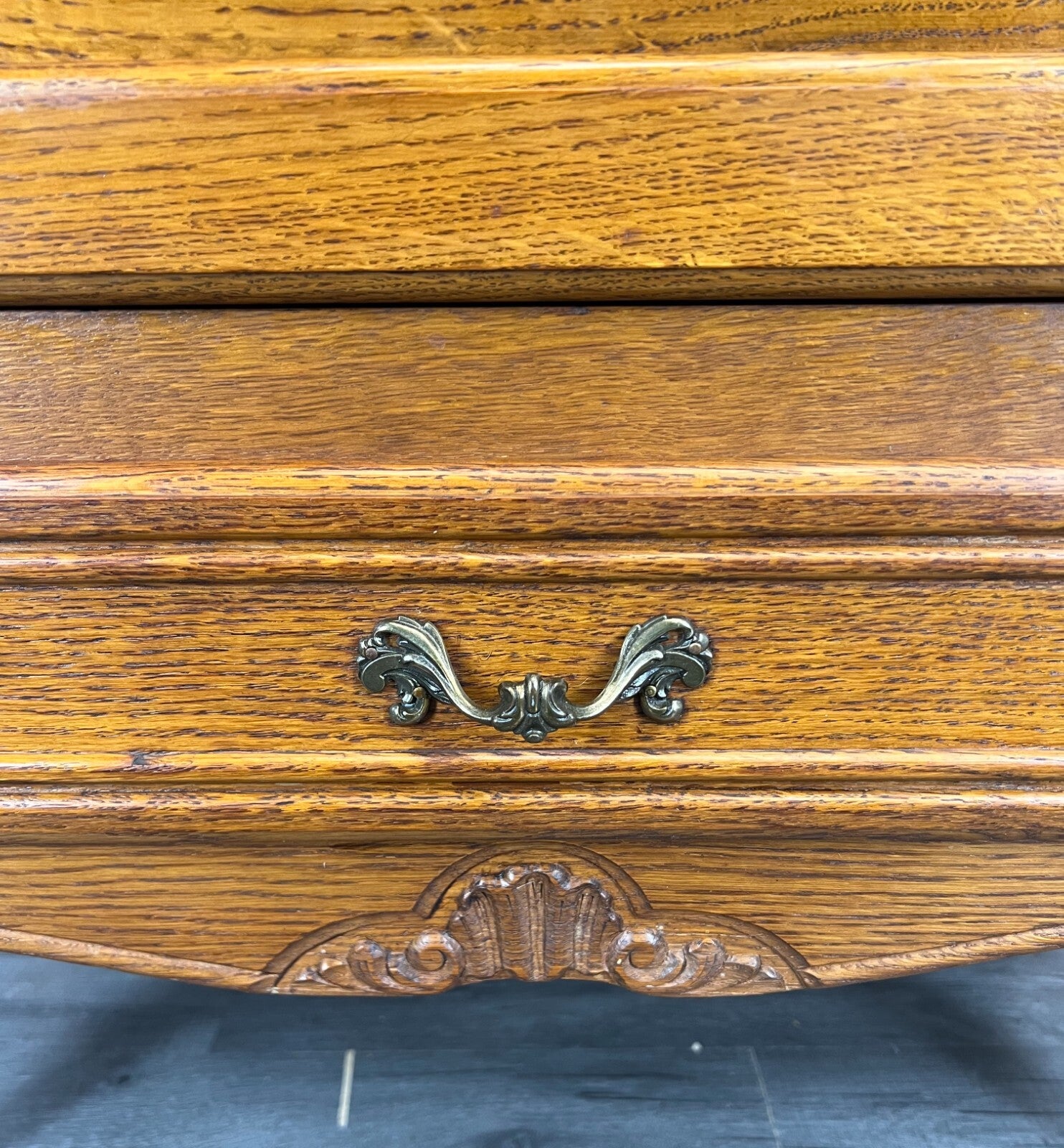 Cabinet Vintage French Louis XVI Style Oak Fall Front Carved Sideboard LOT 37796
