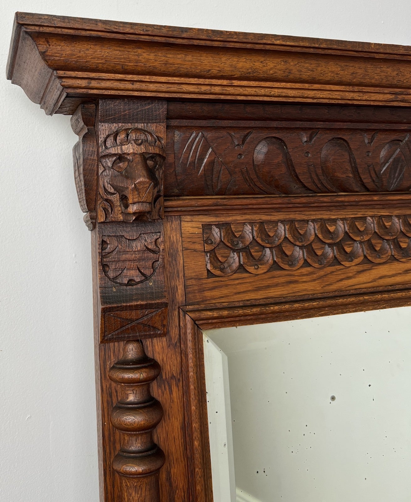 Mirror Antique French Oak Wall Mirror Home Decor Carved Wall Frame LOT 63692
