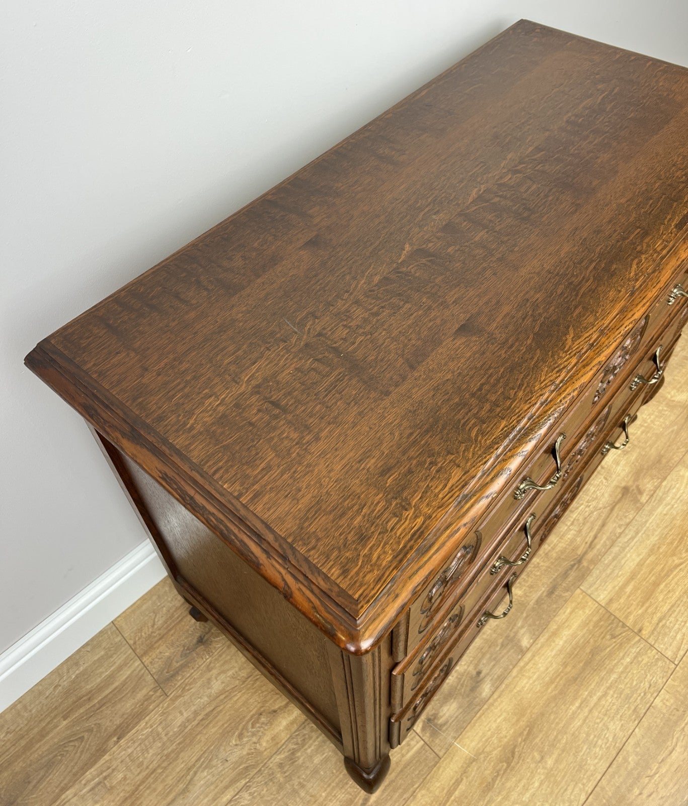 Chest of Drawers Vintage French Louis XVI Style Oak Carved Cabinet LOT 49208