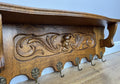 Coat Rack Vintage French Oak Wall Mounted 6 Hooks Carved Rack Hanger LOT 62023