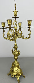 Pair of Candelabras Vintage French Brass Ornate 5 Arm Candle Holders LOT 64373