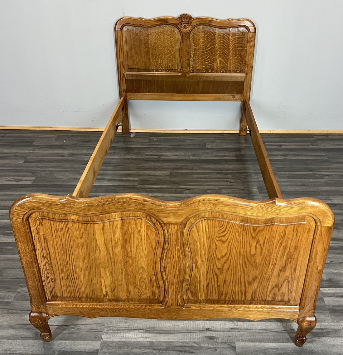 Bed Vintage French Louis XVI Single Bed Frame Oak Carved Headboard LOT 45970