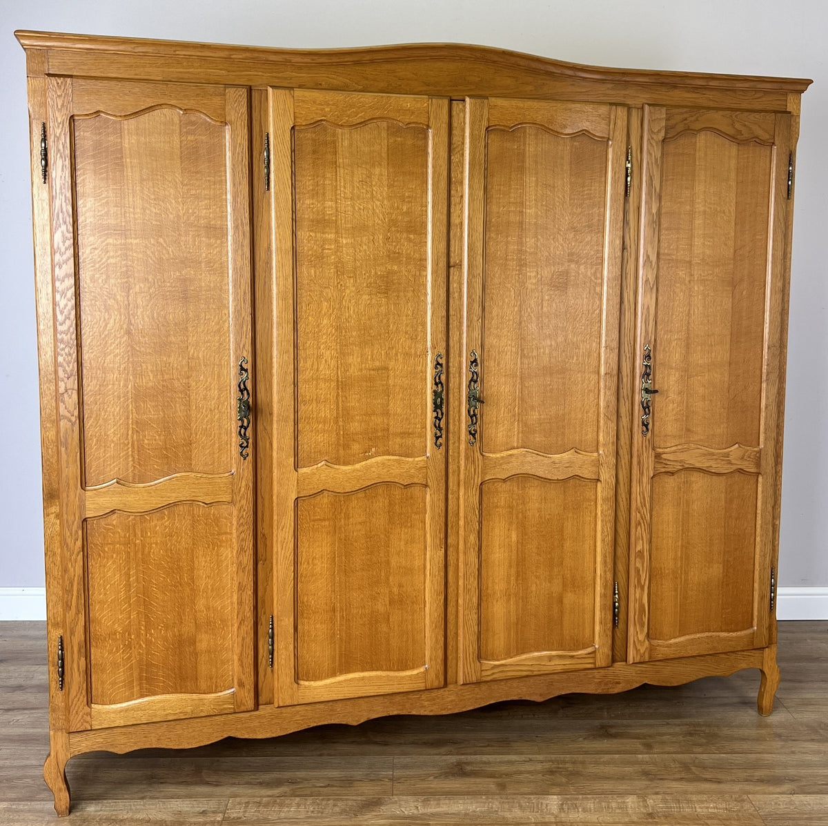 Wardrobe Vintage French Louis XVI Style Oak Four Door Carved Armoire LOT 6501