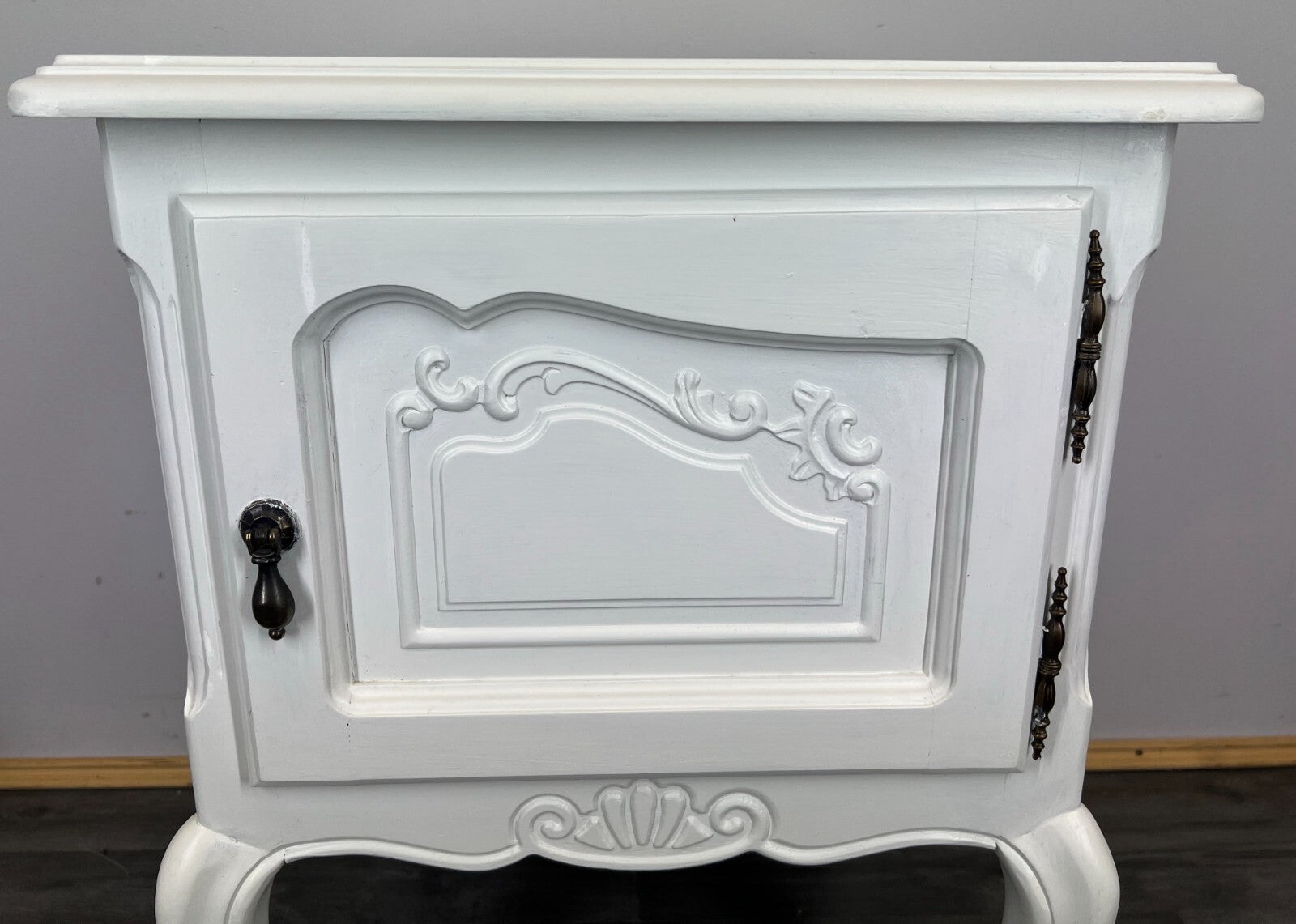 Pair of Bedside Tables Antique French Style Shabby Chic Carved Cabinets LOT 29864