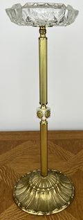 Ashtray Stand Vintage French Brass Onyx Crystal Floor Ashtray Stand LOT 60241