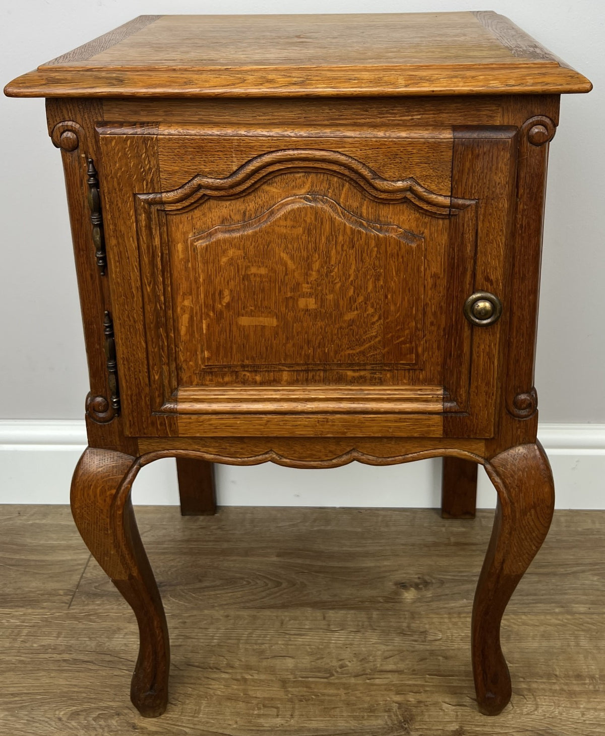 Pair of Bedside Tables Vintage French Louis Oak Nightstands Cabinets LOT 63074