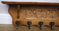 French Vintage Coat Rack Oak 5 Hooks Wall Shelf Carved Coat Hanger LOT 60053