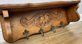 Coat Rack Vintage French Oak Wall Mounted 4 Hooks Carved Rack Hanger LOT 62931