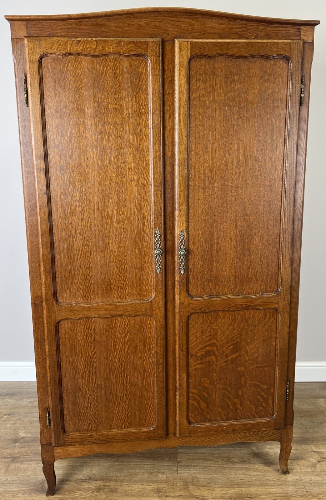 Wardrobe Vintage French Louis XVI Style Oak Two Door Carved Armoire LOT 48560