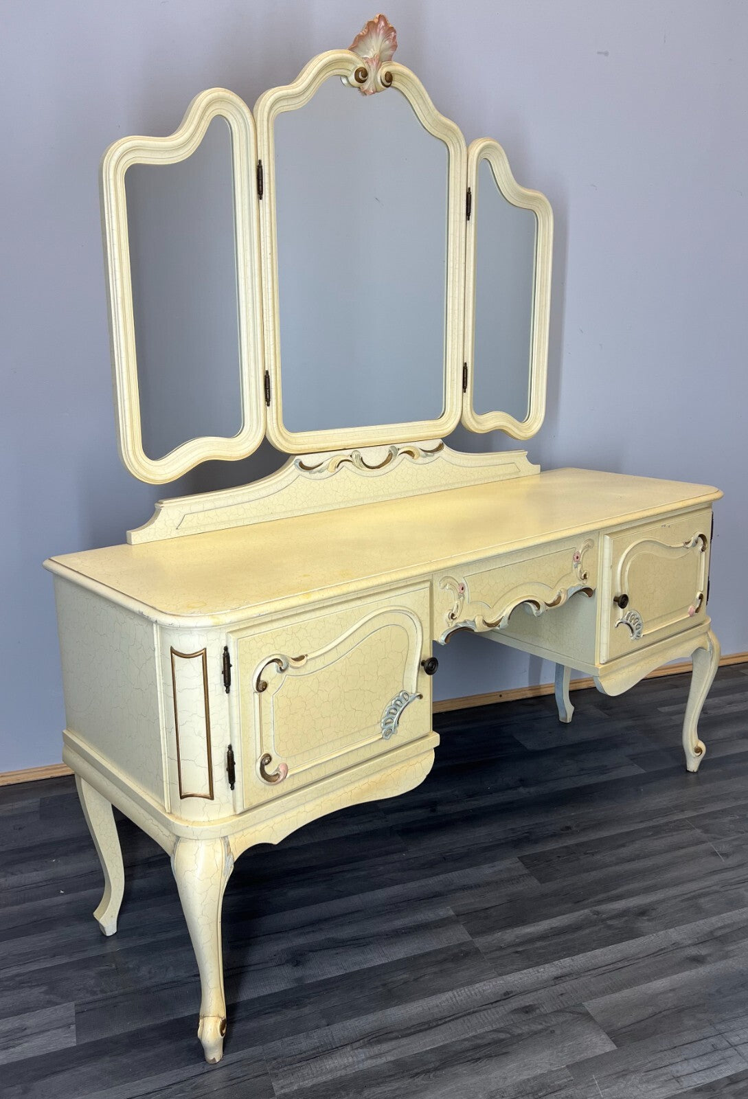 Dressing Table Vintage French Louis XVI Shabby Chic Vanity Table Makeup LOT 27550