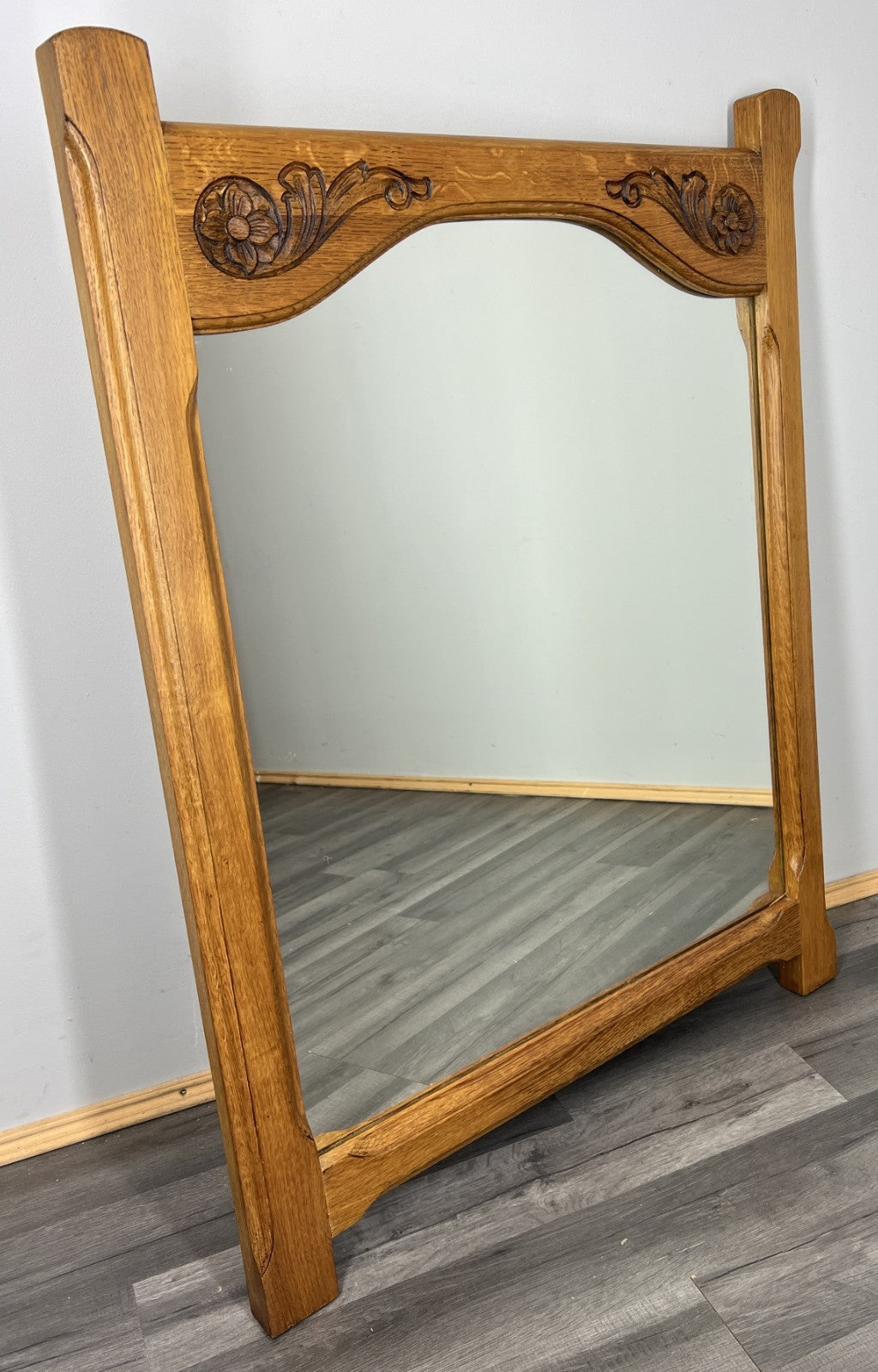Vintage French Style Carved Oak Wall Mirror Ornate Wall Frame LOT 45400