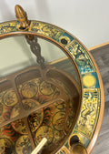 Bar Cart Vintage French Zodiac Drinks Trolley Glass Top Serving Table LOT 43943
