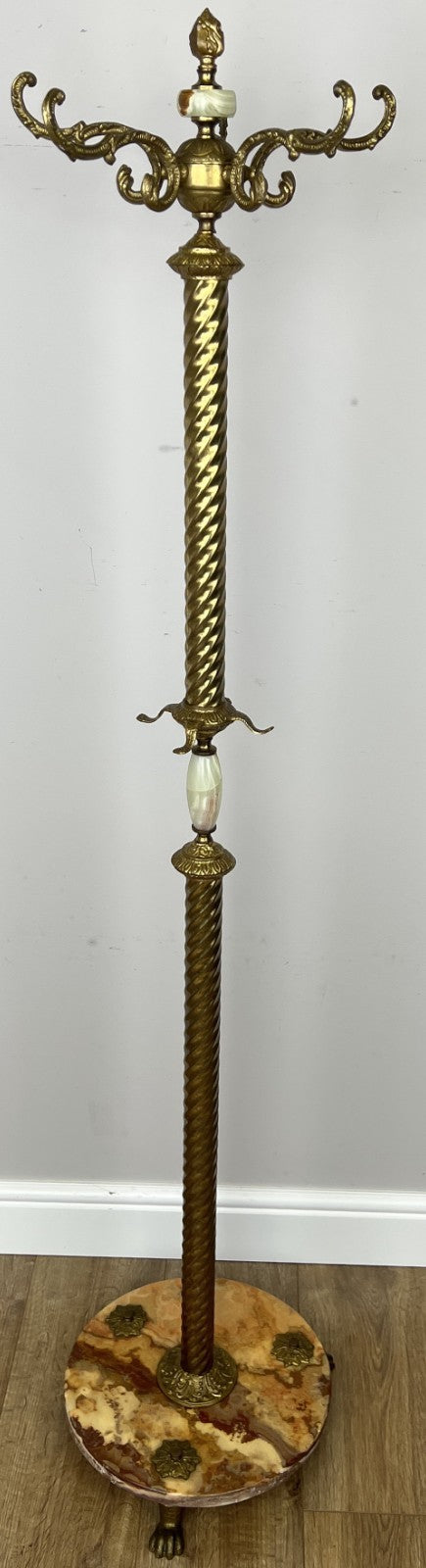 Standing Coat Hanger Vintage French Brass 9 Hooks Ornate Coat Rack LOT 60920