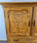 Cabinet Vintage French Louis XVI Oak Sideboard Carved Panels Cupboard LOT 43323