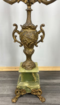 Clock Set Vintage French Onyx Brass Mantel Clock with 4-Arm Candelabras LOT 441318