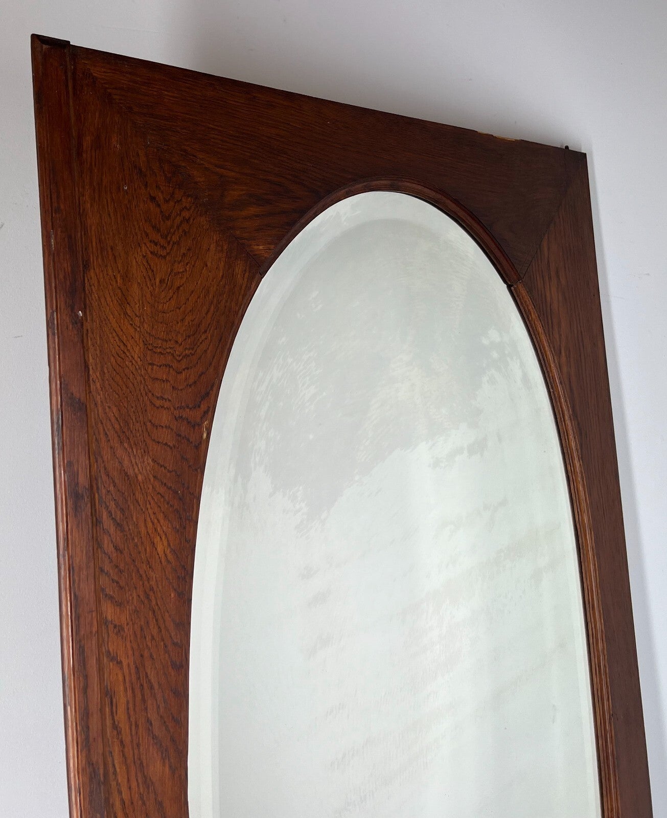 Mirror Antique French Oak Mirror Oval Glass Panel Decorative Frame LOT 31202