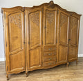Wardrobe Vintage French Louis XVI Style Five Door Oak Carved Armoire LOT 64570