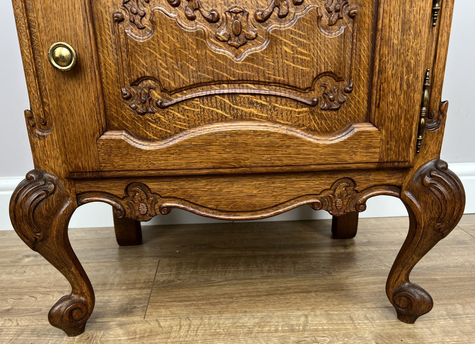 Pair of Bedside Tables Vintage French Louis Oak Nightstands Cabinets LOT 62206