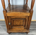 Bedside Table Antique French Oak with Marble Top Carved Cabinet LOT 43363