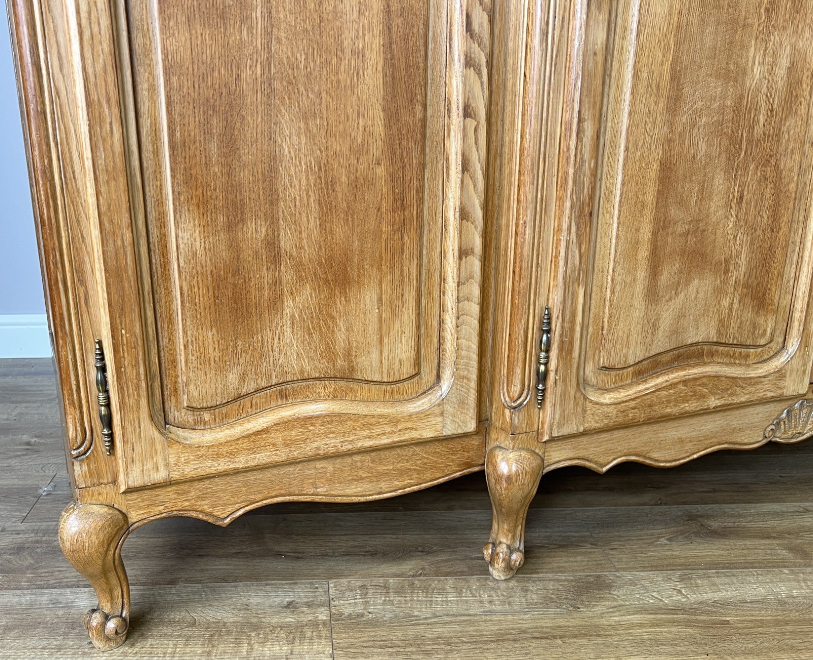 Wardrobe Vintage French Louis XVI Style Oak Four Door Carved Armoire LOT 63848