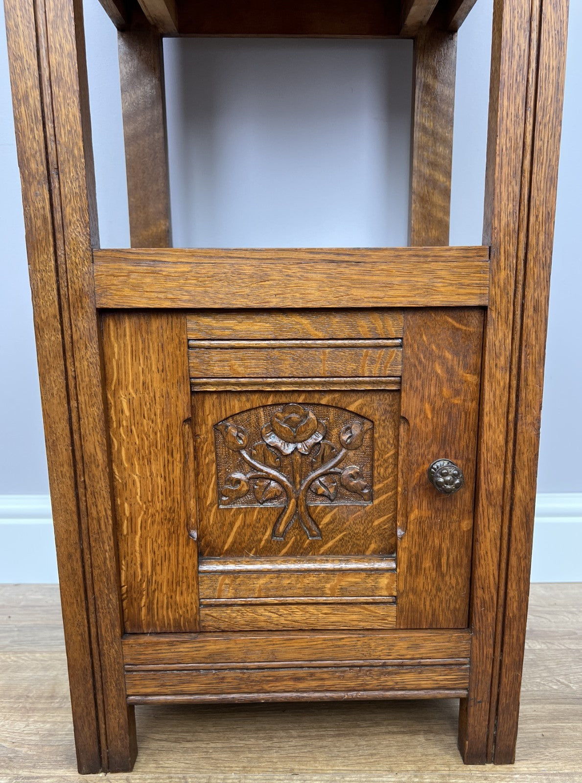 Bedside Table Antique French Style Marble Top Oak Cabinet Nightstand LOT 62413