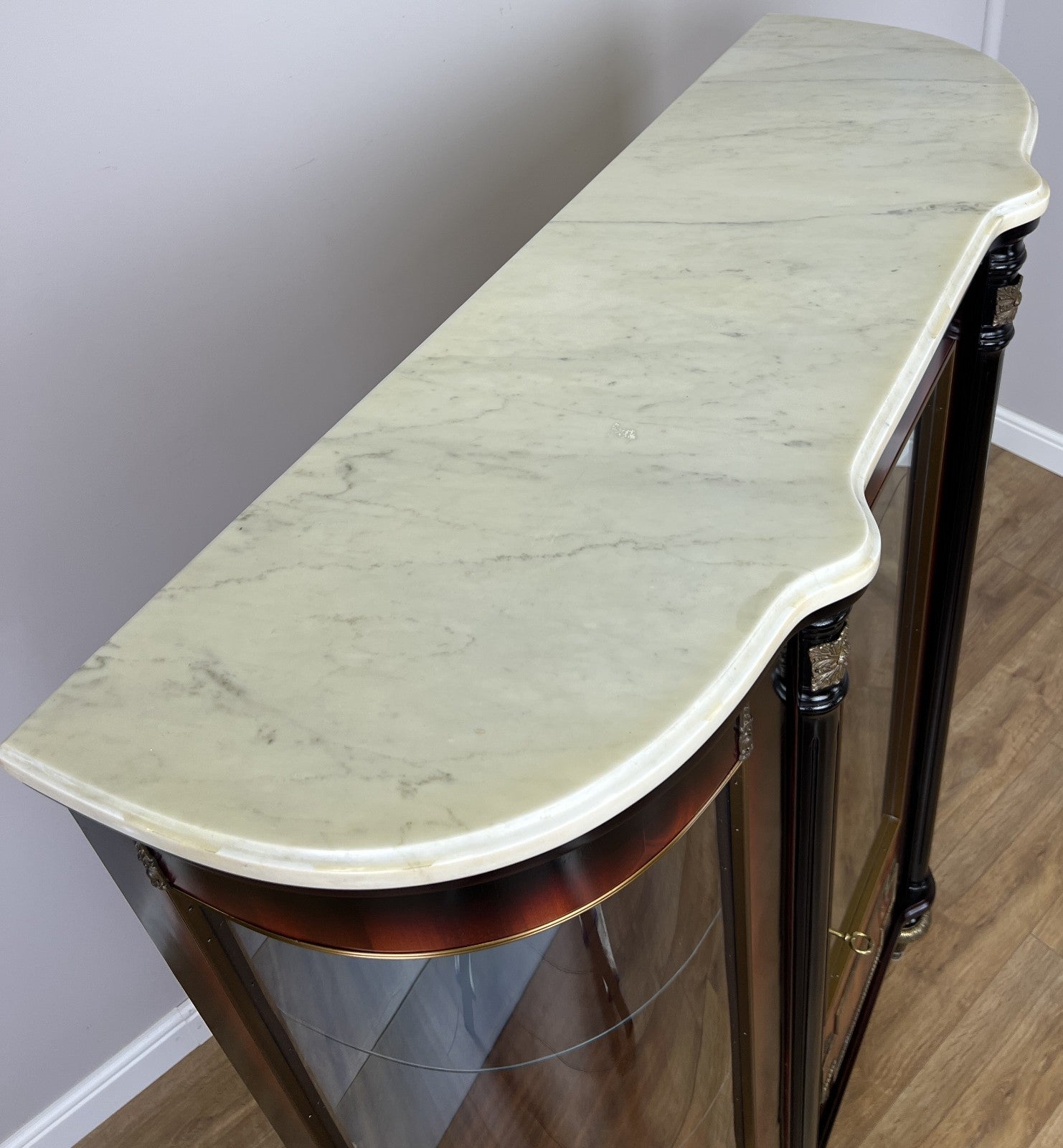 Cabinet Vintage French Style Empire Display Cabinet Marble Top Glass LOT 497713