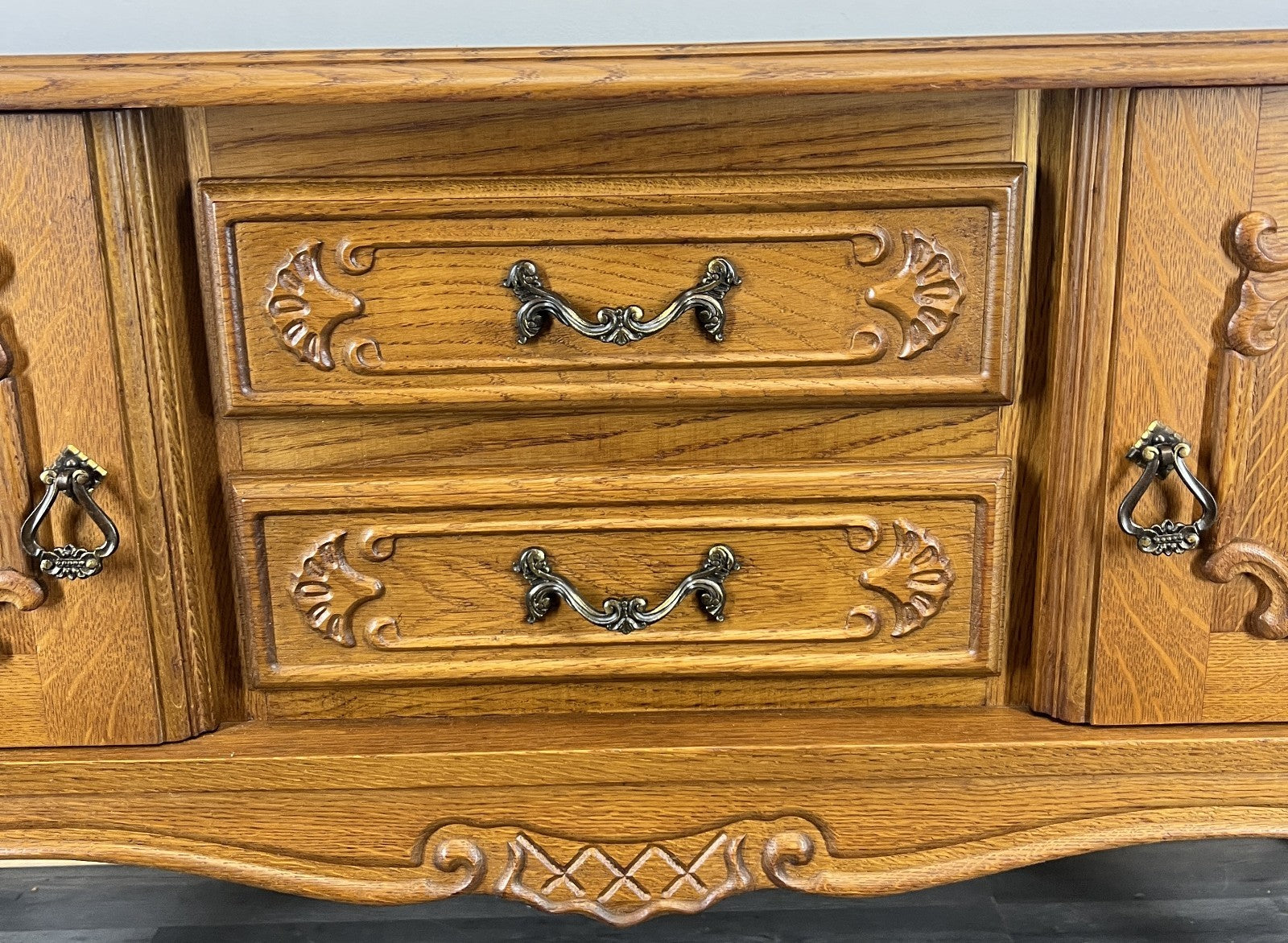 Cabinet Vintage French Louis XVI Style Carved Desk 2 Drawers Sideboard LOT 45093