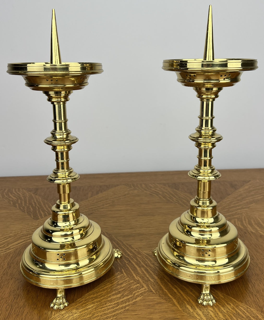 Pair of Candle Holders Vintage French Style Brass Gold Candlesticks LOT 60300