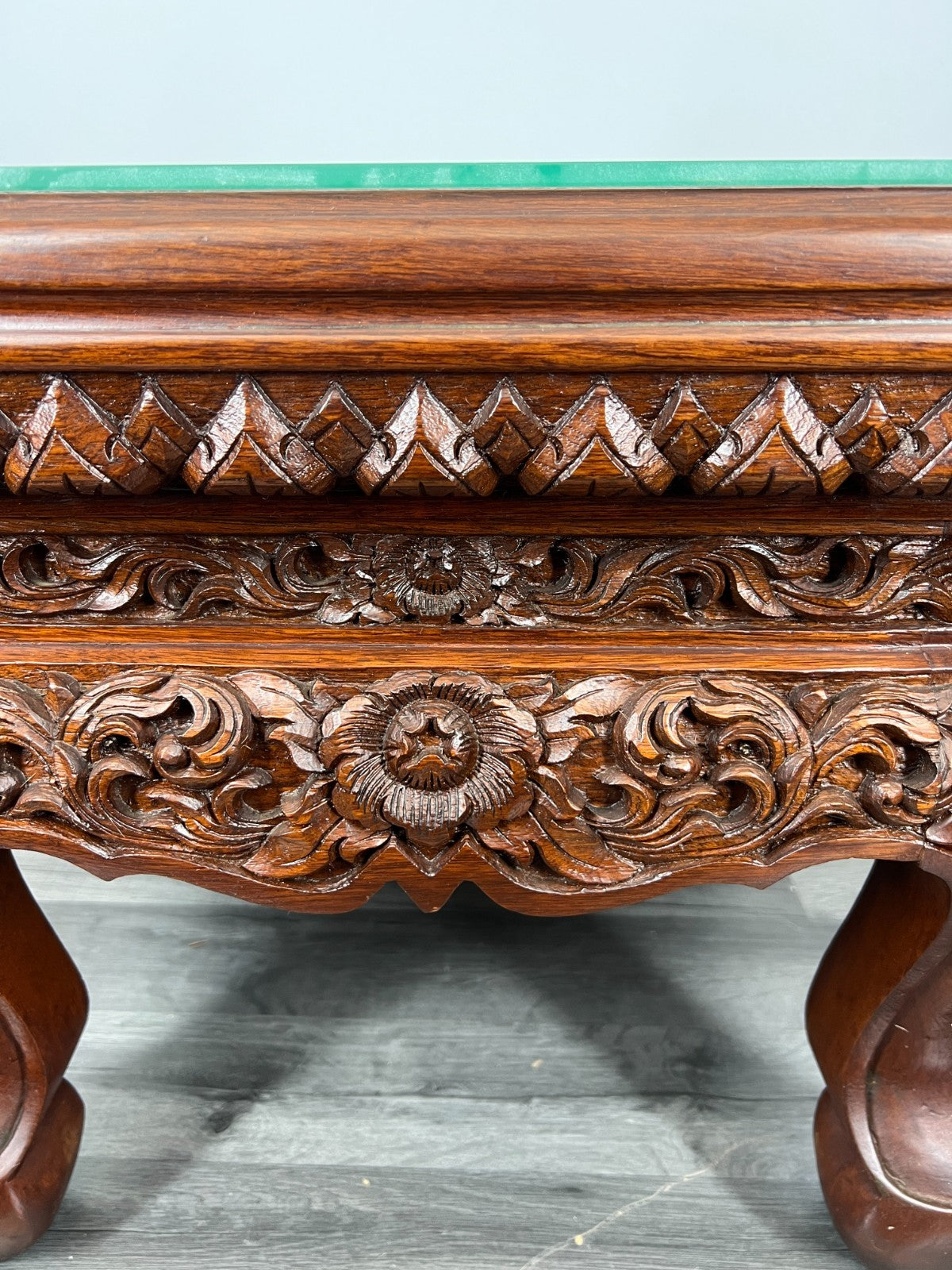 Coffee Table Plant Stand Vintage Chinese Mahogany Hand Ornate Carved  LOT 43284