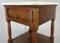 Bedside Table Antique French Oak with Marble Top Carved Cabinet LOT 43367