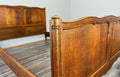 Bed Vintage French Louis XVI Oak Double Bed Frame Carved Headboard LOT 37889