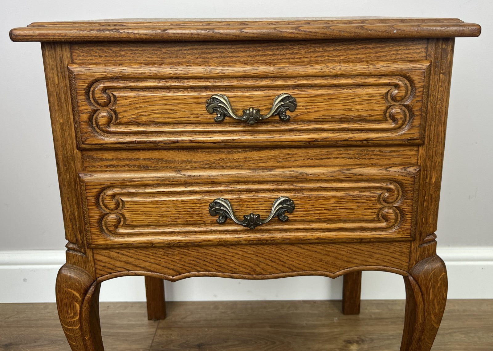 Pair of Bedside Tables Vintage French Louis Oak Nightstands Cabinets LOT 63505