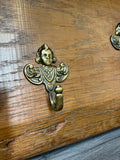 Coat Rack Antique French Oak Wall Shelf 6 Hook Carved Coat Hanger LOT 26413