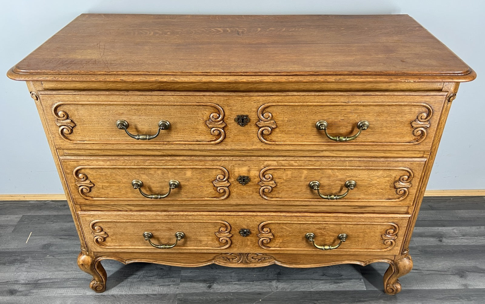 Chest of Drawers Vintage French Oak Louis XVI Style Carved Cabinet LOT 43250
