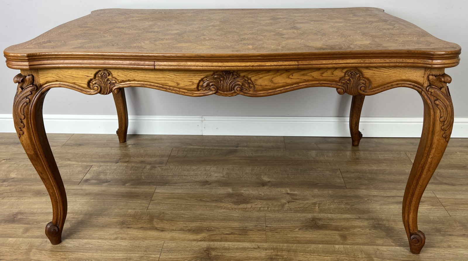 Dining Table Vintage French Louis XVI Carved Oak Extendable Table LOT 63581