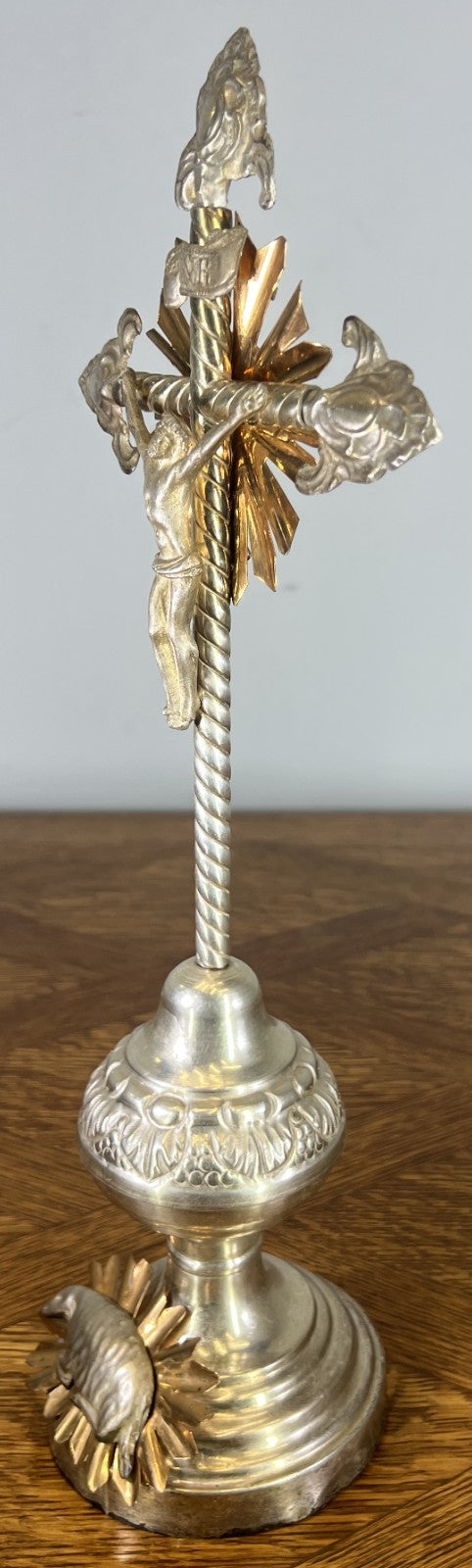 Crucifix Vintage French Style Religious Cross Gilt Detail Stand LOT 46538