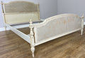 Bed Vintage French King Size Bed Frame Cane Panel Carved Headboard LOT 64101