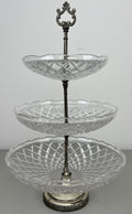 Bomboniere Vintage French Crystal Cut Three Tier Serving Cake Stand LOT 6439