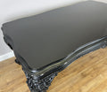 Double Sided Desk Antique French Style Black Painted Heavy Carved Table LOT 61864