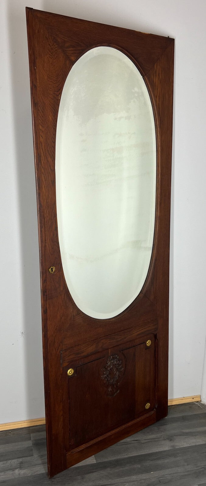 Mirror Antique French Oak Mirror Oval Glass Panel Decorative Frame LOT 31200