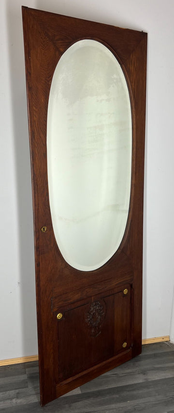 Mirror Antique French Oak Mirror Oval Glass Panel Decorative Frame LOT 31200