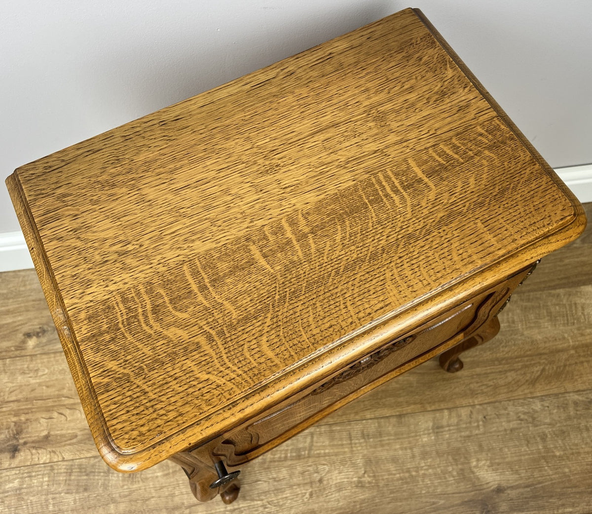Pair of Bedside Tables Vintage French Louis Oak Nightstands Cabinets LOT 62149
