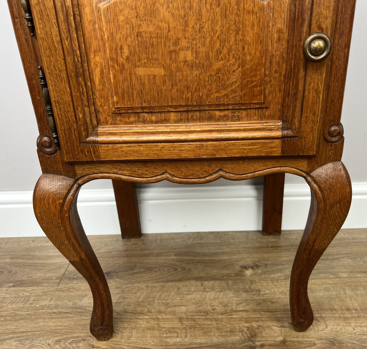 Pair of Bedside Tables Vintage French Louis Oak Nightstands Cabinets LOT 63076